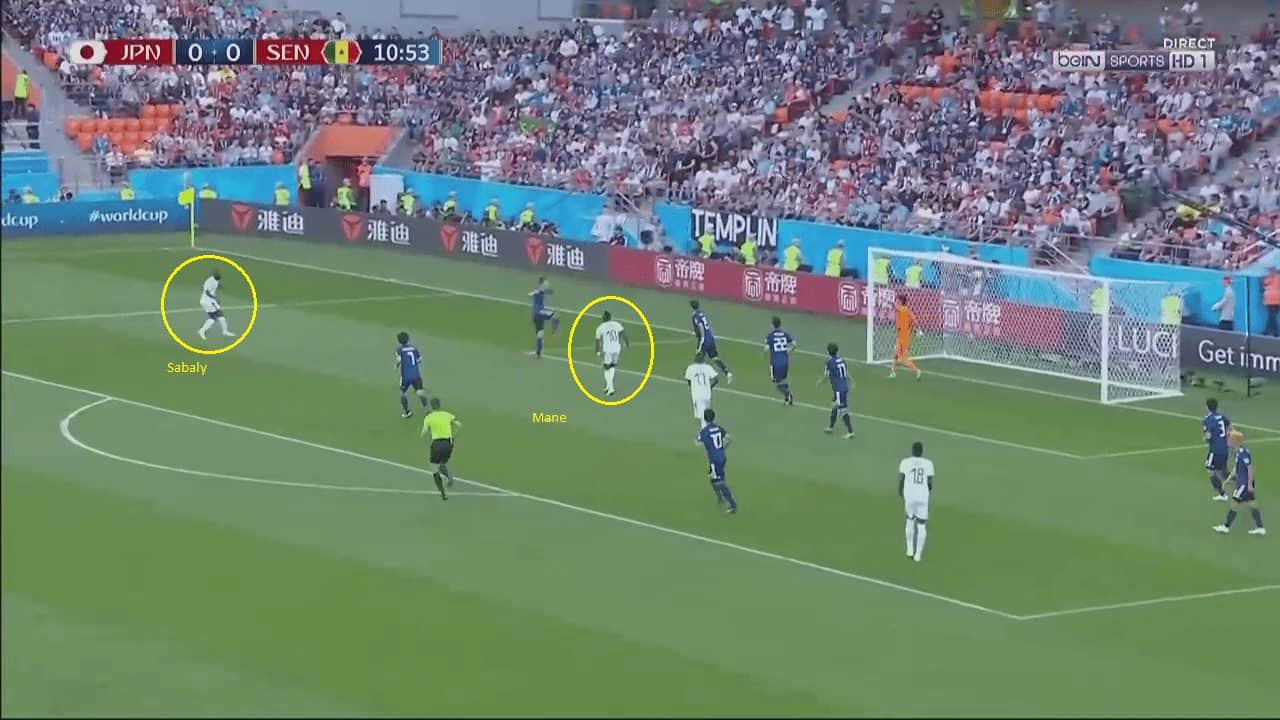 SEN 1st goal JPN narrow Sabaly gives width