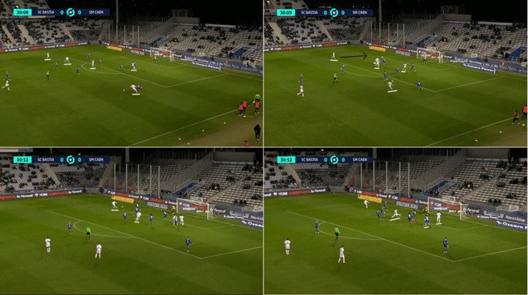 Caen Route 1 build up vs Bastia Complete 2