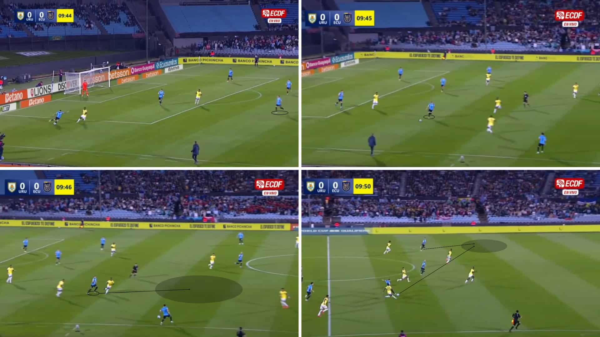 Valverde sending long balls sequence