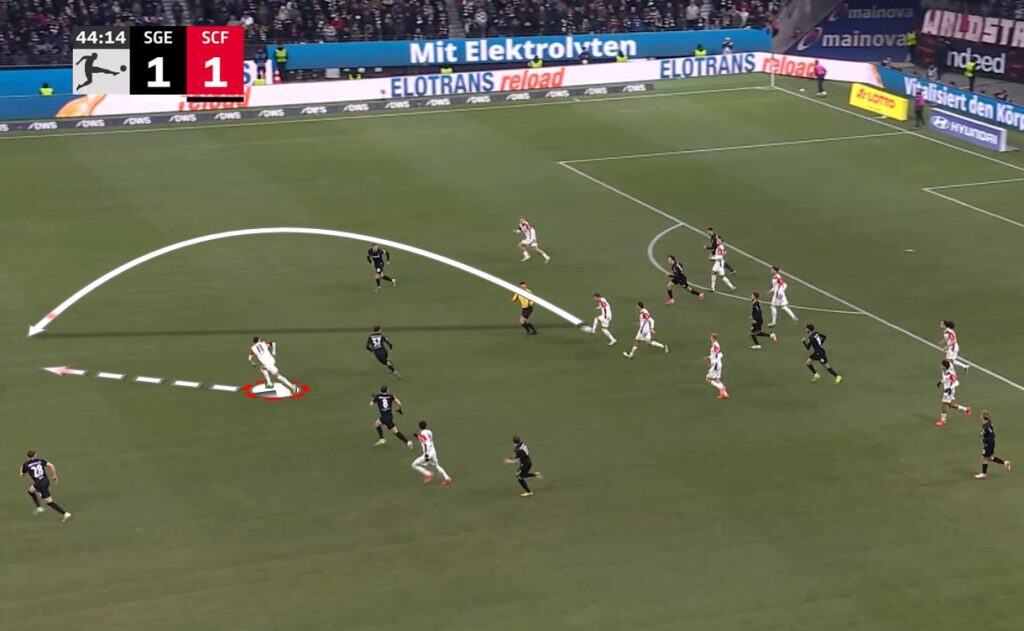 Ekitike running in behind