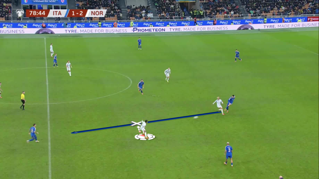 Italy forcing vertical pass