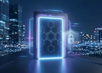 Secure digital cryptocurrency casino platform with VPN protection and blockchain technology visualization