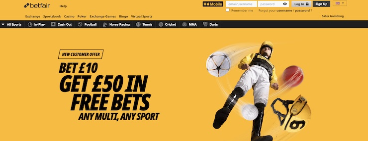 Betfair is one of the European betting sites that offers free bets upon sign-up.