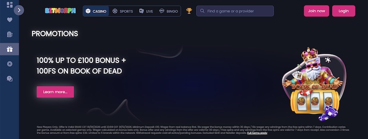 Betmorph is one of the best crypto casinos for UK players.