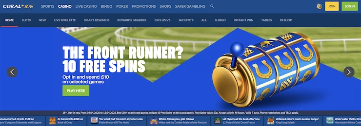Coral is one of the UK's top independent casinos for fast payouts.