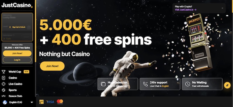 Just Casino has a wide range bonuses for Irish online casino players.