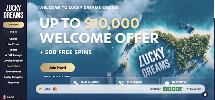 Lucky Dreams has the biggest welcome offer of any online casino in Ireland.
