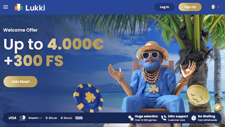 Lukki is one of the best online casinos in Ireland.