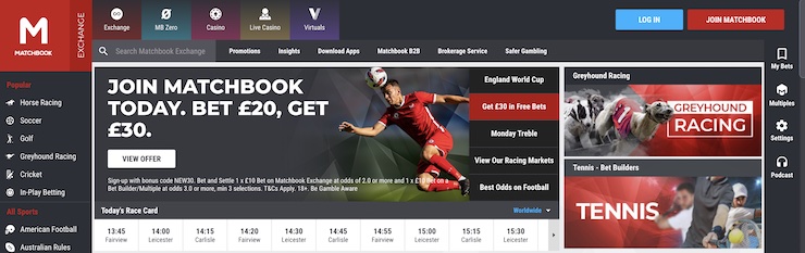 Matchbook is a UK betting exchange site that offers an easy-to-use bet and get offer for new customers.