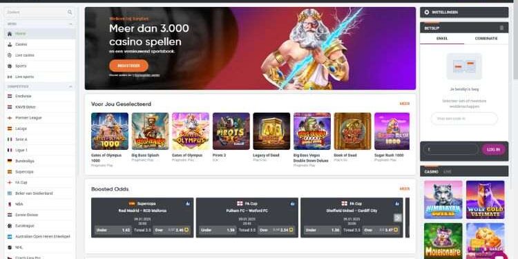 Screenshot TonyBet Casino en sportsbook Nederland