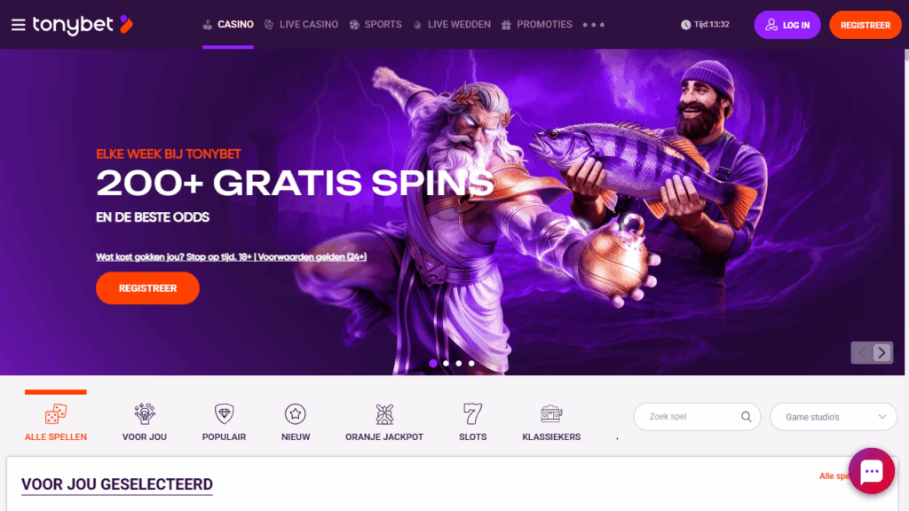 Homepage TonyBet online casino Nederland
