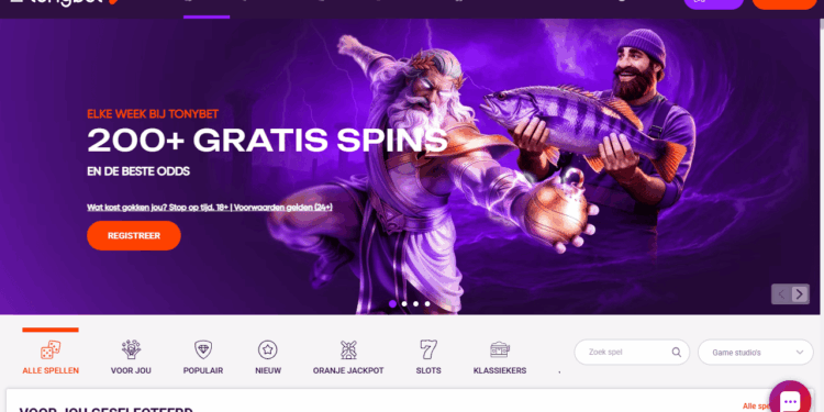 Homepage TonyBet online casino Nederland