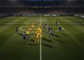 Tactical football match showing defensive block structure and attacking formation with spatial gaps exposed