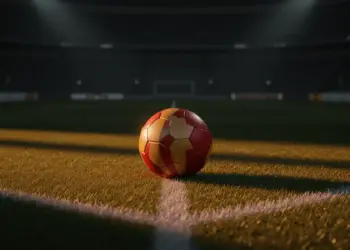 Floodlit football pitch at evening kick-off with ball on penalty spot; Belgium red and Egypt white colour accents.