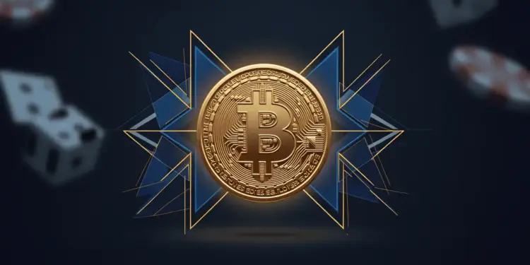 Bitcoin cryptocurrency symbol in a modern digital casino environment