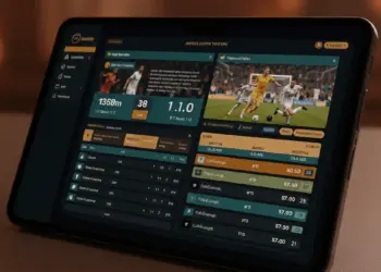 Sports betting platform dashboard on smartphone displaying live odds and betting interface