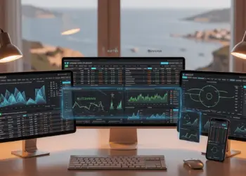 Professional sports betting analysis workspace with multiple devices displaying betting platforms