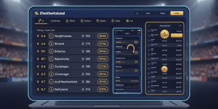 Modern sports betting platform interface with live odds and digital betting dashboard for Netherlands market