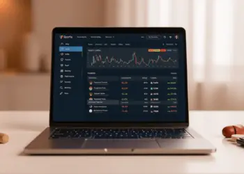 Modern sports betting platform displayed on digital device with professional interface design