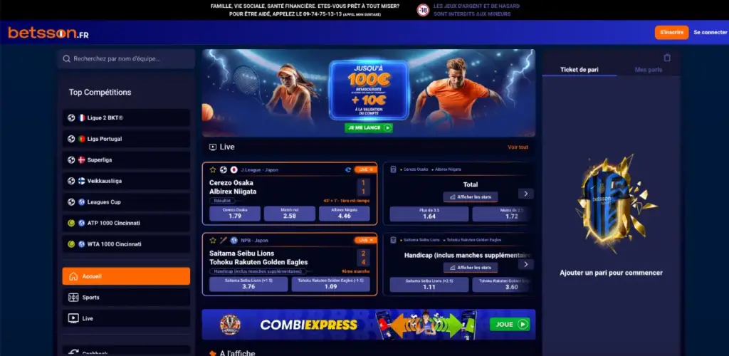 Casino en ligne français Betsson (home page)