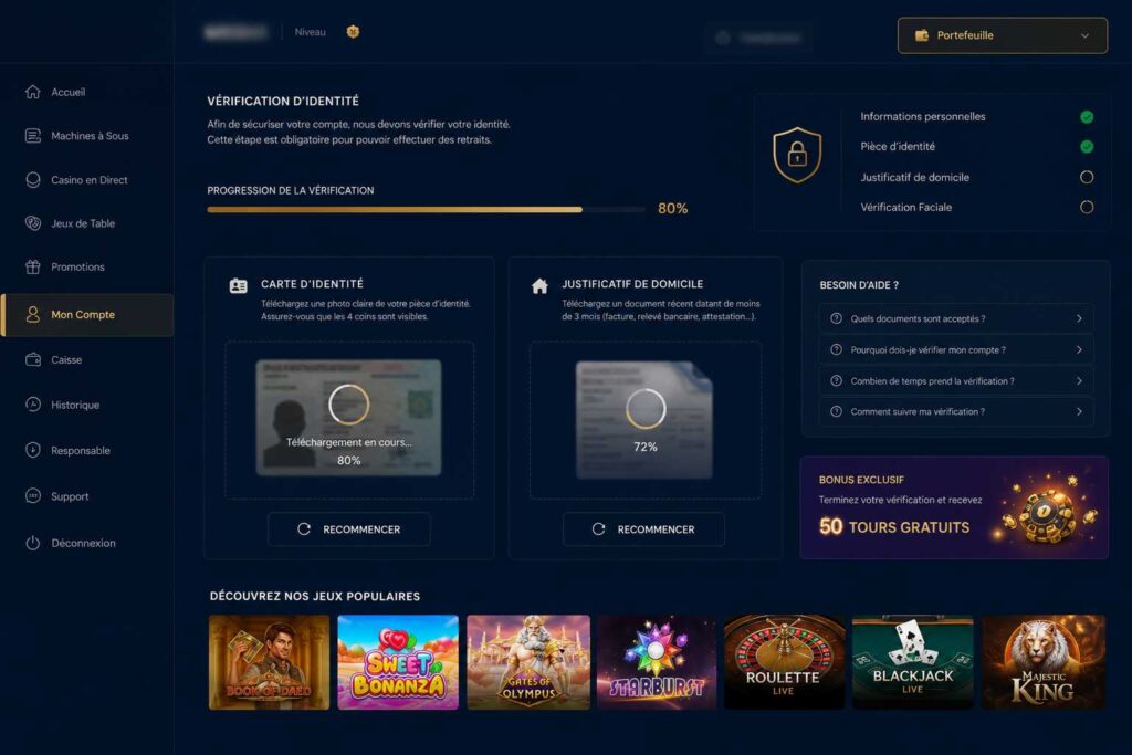 vérification KYC sur un casino en ligne retrait instantané