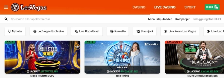 LeoVegas casino hemsida