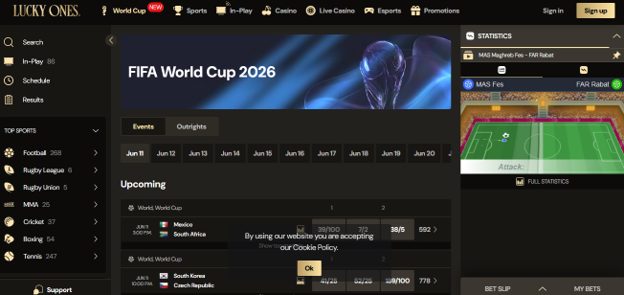Lucky Ones sports betting and World Cup markets