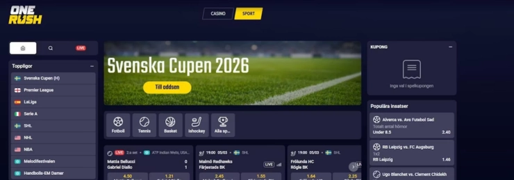 OneRush casino hemsida