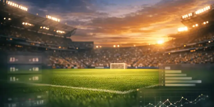 World Cup 2026 stadium analysis with sports betting visualization and global tournament atmosphere